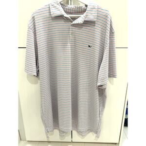 Vineyard Vines On-The-Go SANKATY Polo Shirt - Striped Pink/Blue - Men's XXL EUC